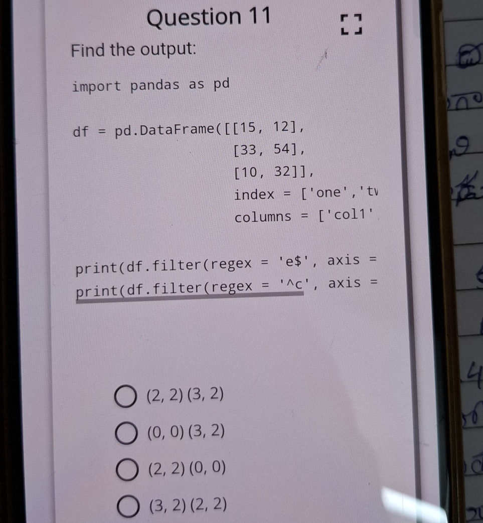 Find the output: ```python import pandas as | StudyX