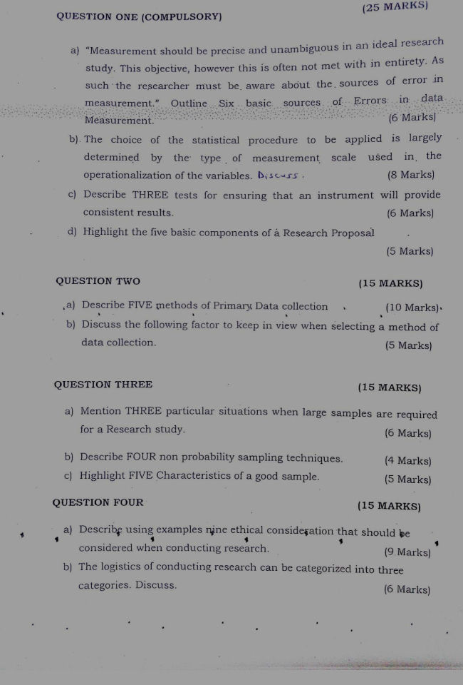 Sample Question Compulsory QUESTION ONE (COMPULSORY) a)