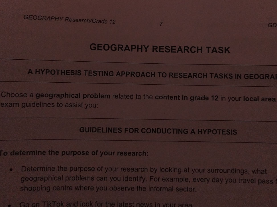 GEOGRAPHY Research/Grade 12 GEOGRAPHY