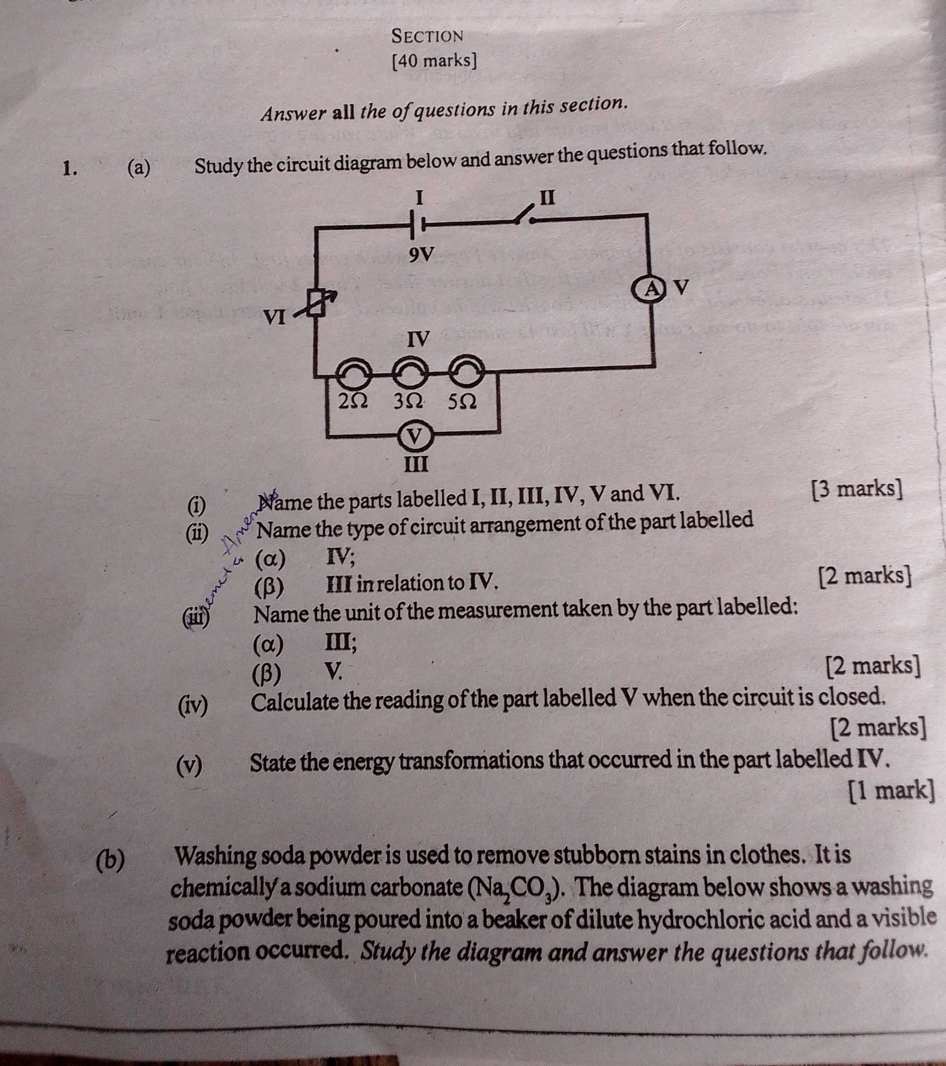 1. (a) Study the circuit diagram below and | StudyX