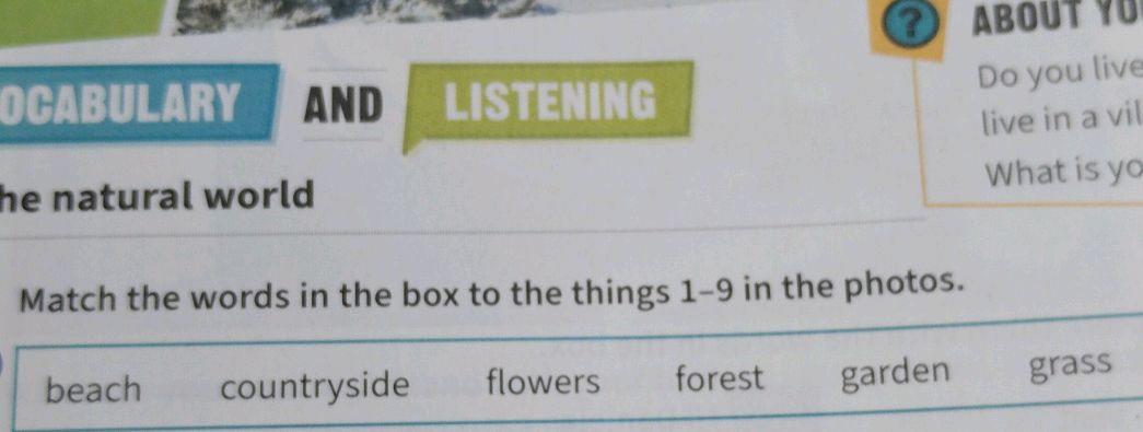 Match the words in the box to the things 1-9