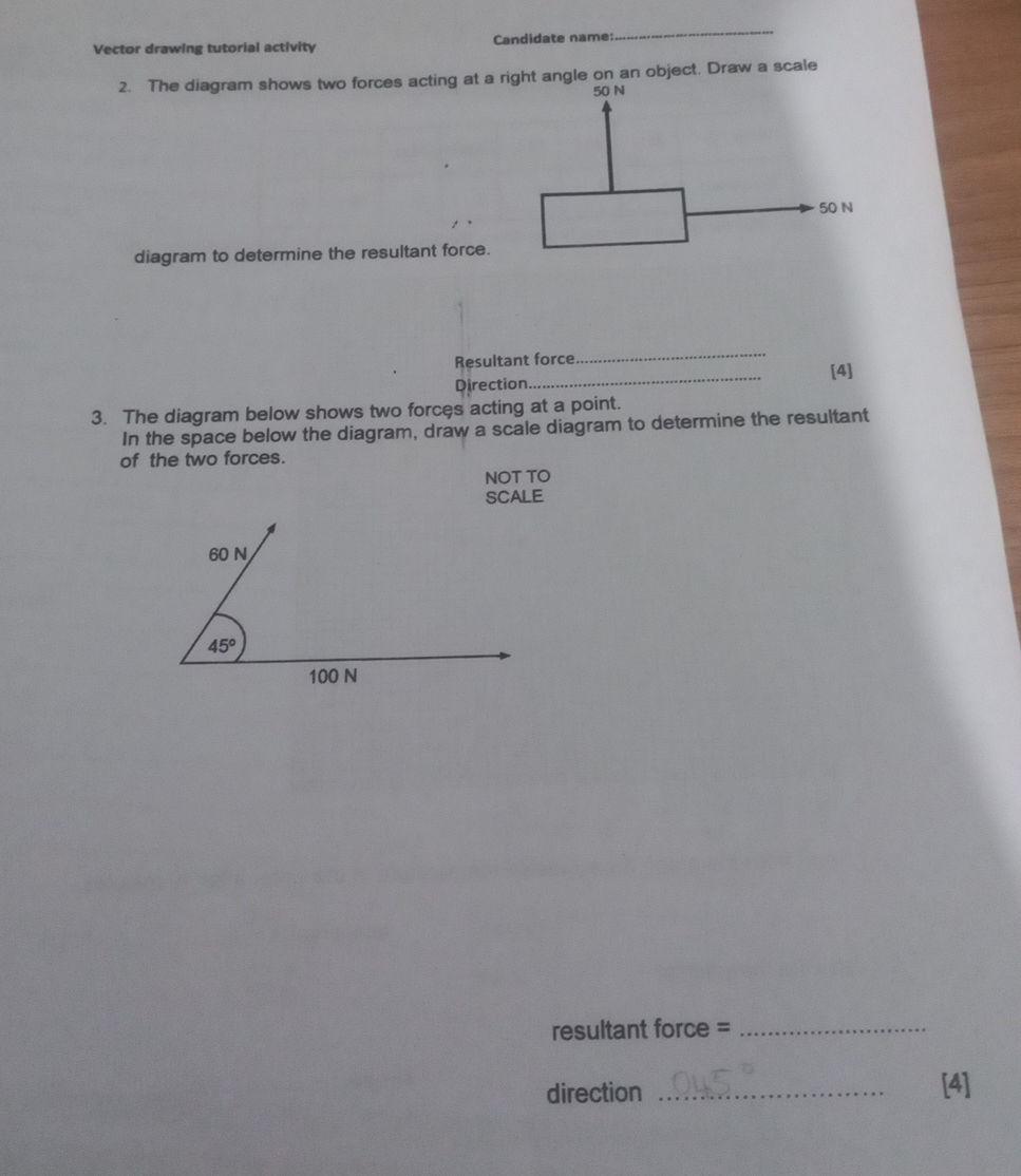 2. The diagram shows two forces acting at a | StudyX