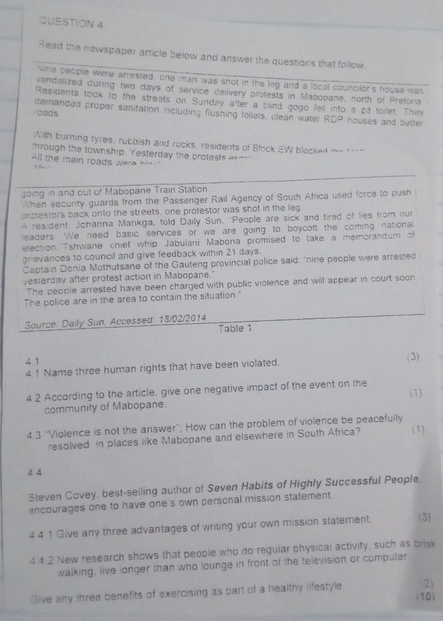 Read the newspaper article below and answer | StudyX