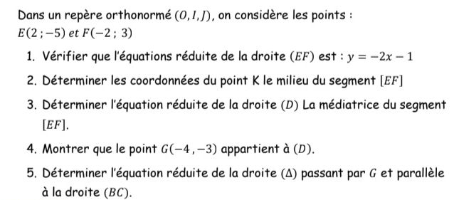 Dans un repère orthonormé (O, I, J), on | StudyX
