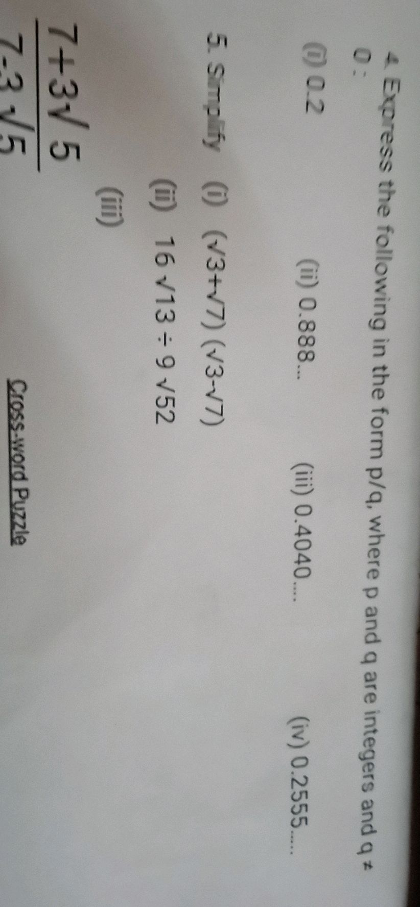 4 Express The Following In The Form P Q Studyx