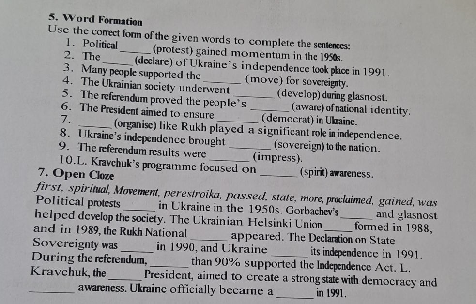 5. Word Formation Use the correct form of | StudyX