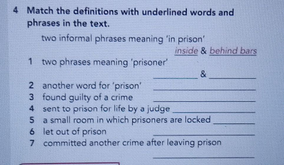 4 Match the definitions with underlined | StudyX