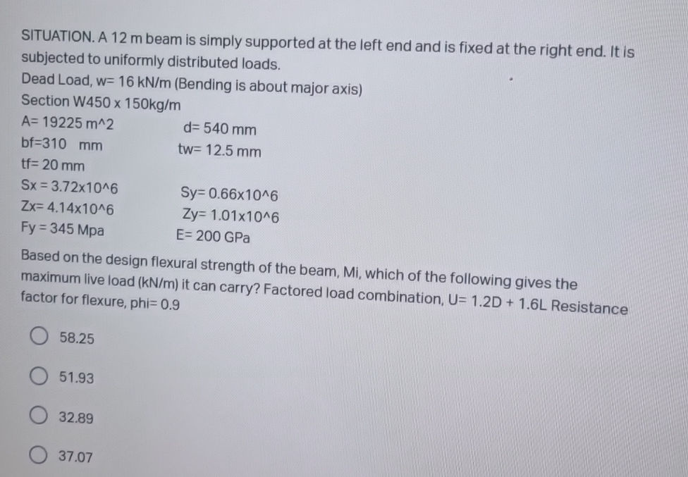 SITUATION. A 12 m beam is simply supported