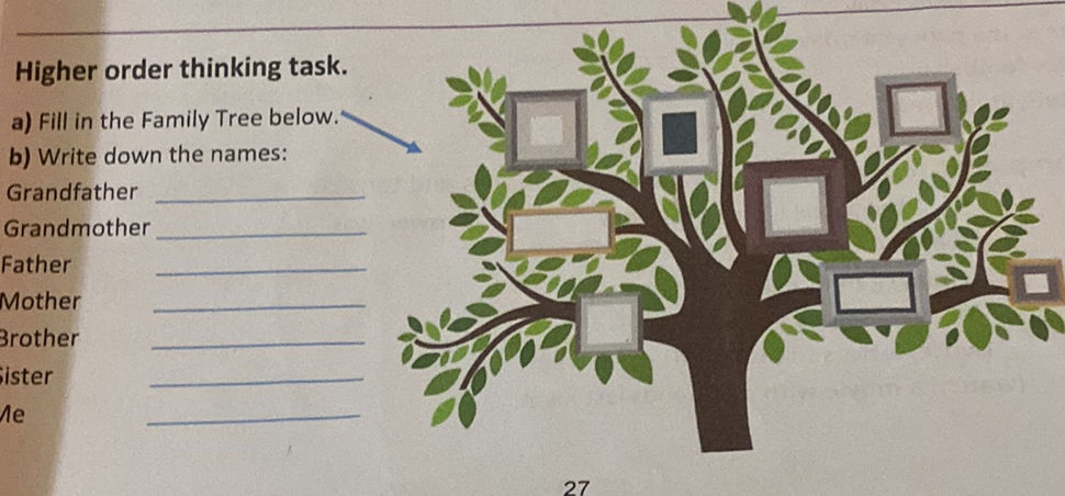 a) Fill in the Family Tree below. b) Write | StudyX