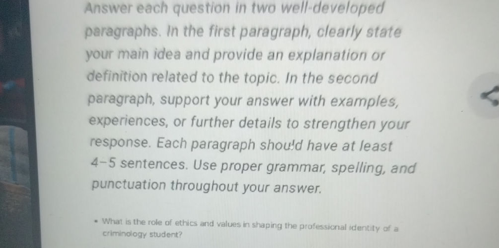 Answer each question in two well-developed | StudyX
