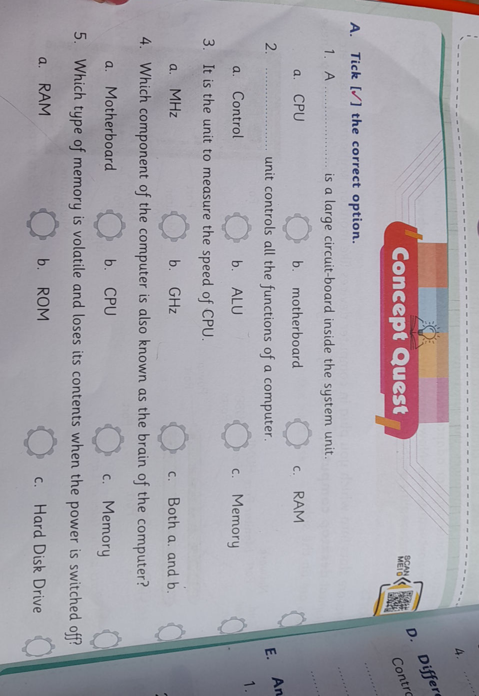 A. Tick [ ] the correct option. 1. A ______ | StudyX
