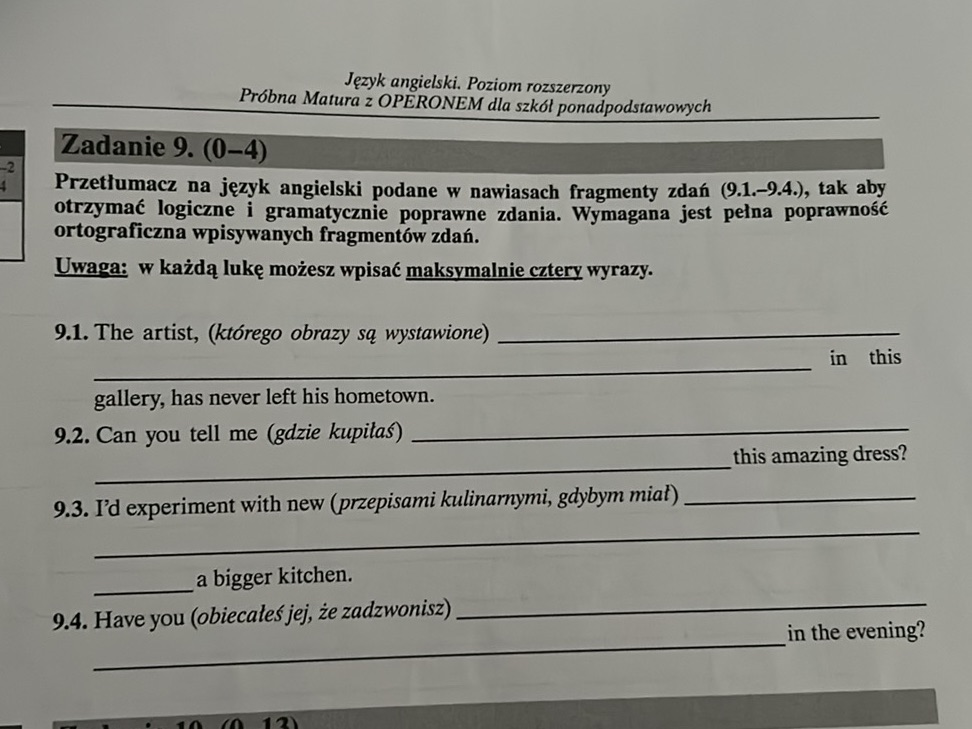 W Zadaniach 23 26 Przetłumacz Na Język Angielski