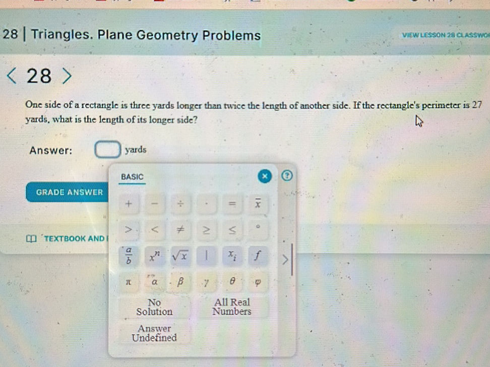 One Side Of A Rectangle Is 3 Yards Longer