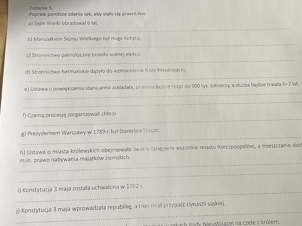 Zadanie 5. Popraw poniższe zdania tak, aby | StudyX