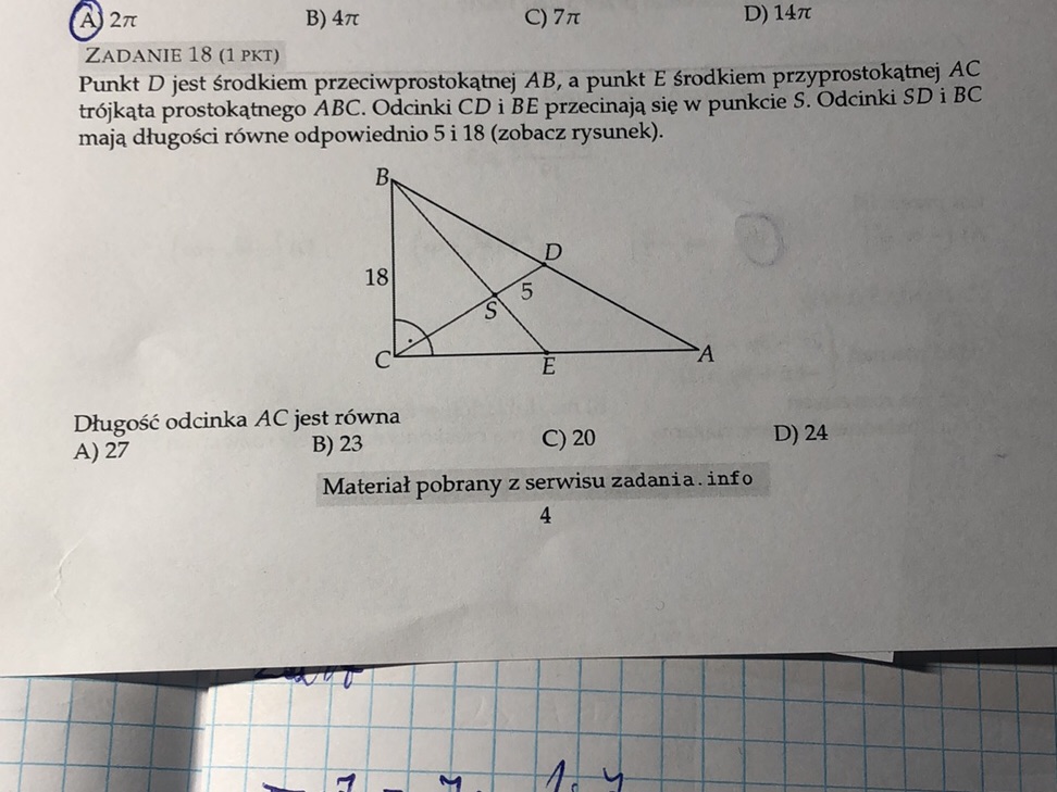 Punkt D jest środkiem przeciwprostokątnej | StudyX