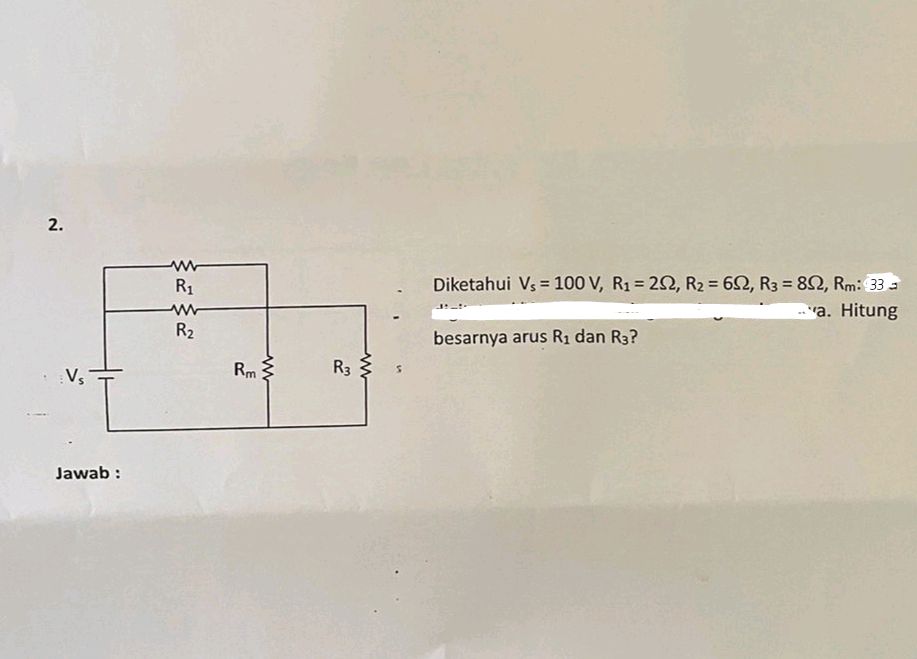 Diketahui $V_s = 100 ext{ V}$, $R_1 = | StudyX