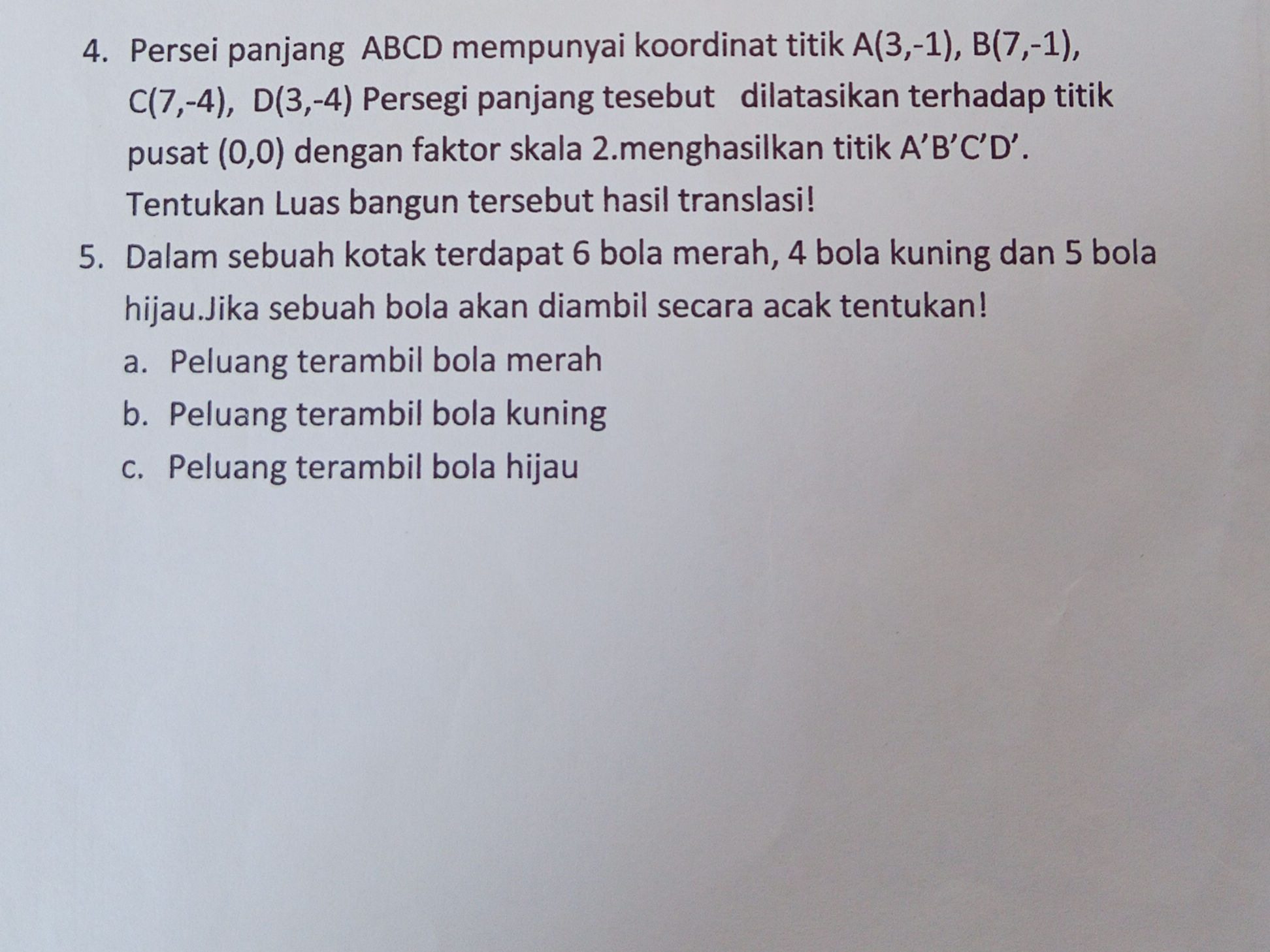 4. Persei panjang ABCD mempunyai koordinat | StudyX