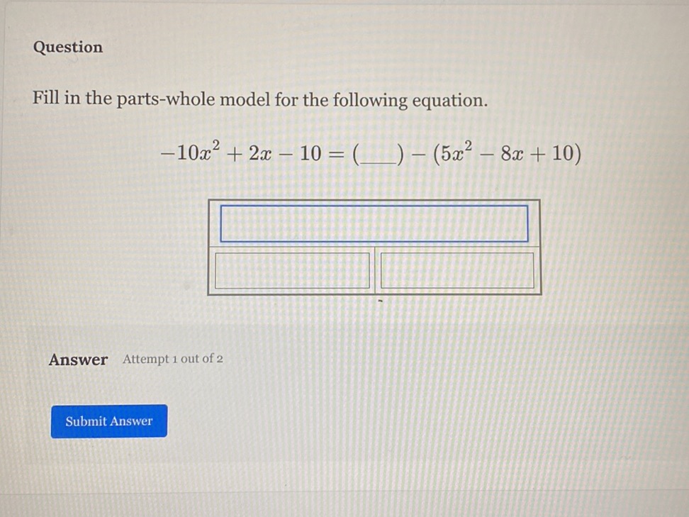 Fill in the parts-whole model for the