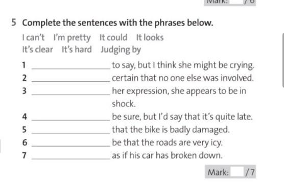5 Complete the sentences with the phrases | StudyX