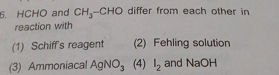 HCHO and CH3-CHO differ from each other in