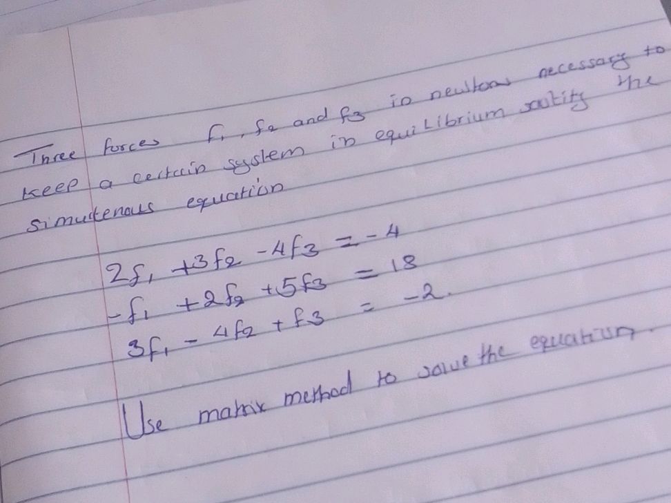 Three forces $f_1$, $f_2$ and $f_3$ in | StudyX