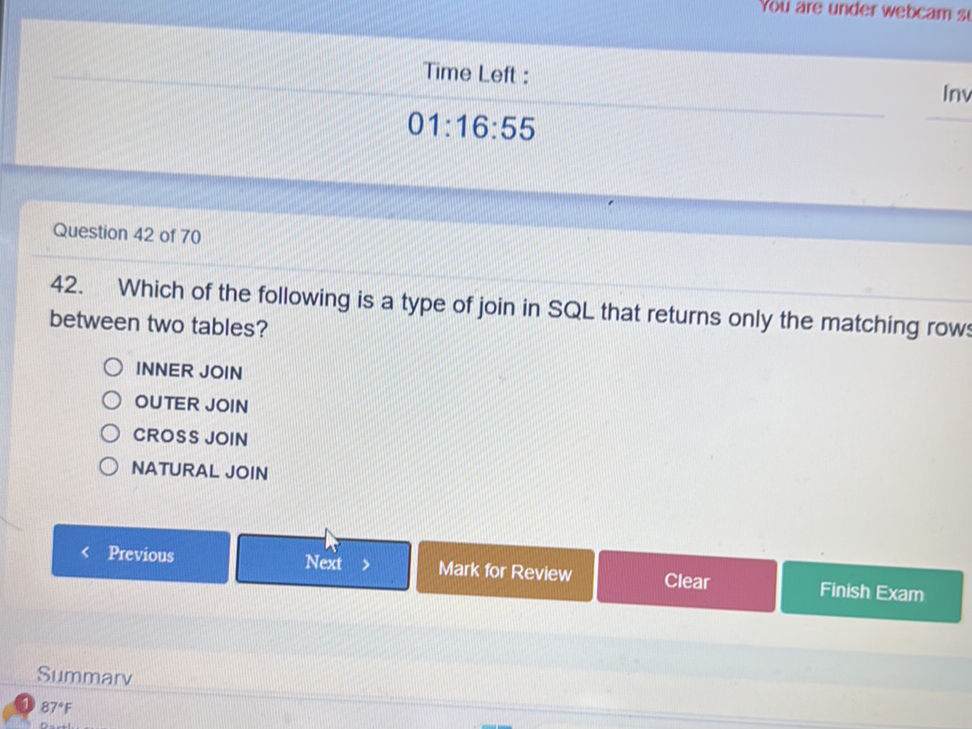 Matching Rows In Sql 42. Which of the following is a type of join | StudyX