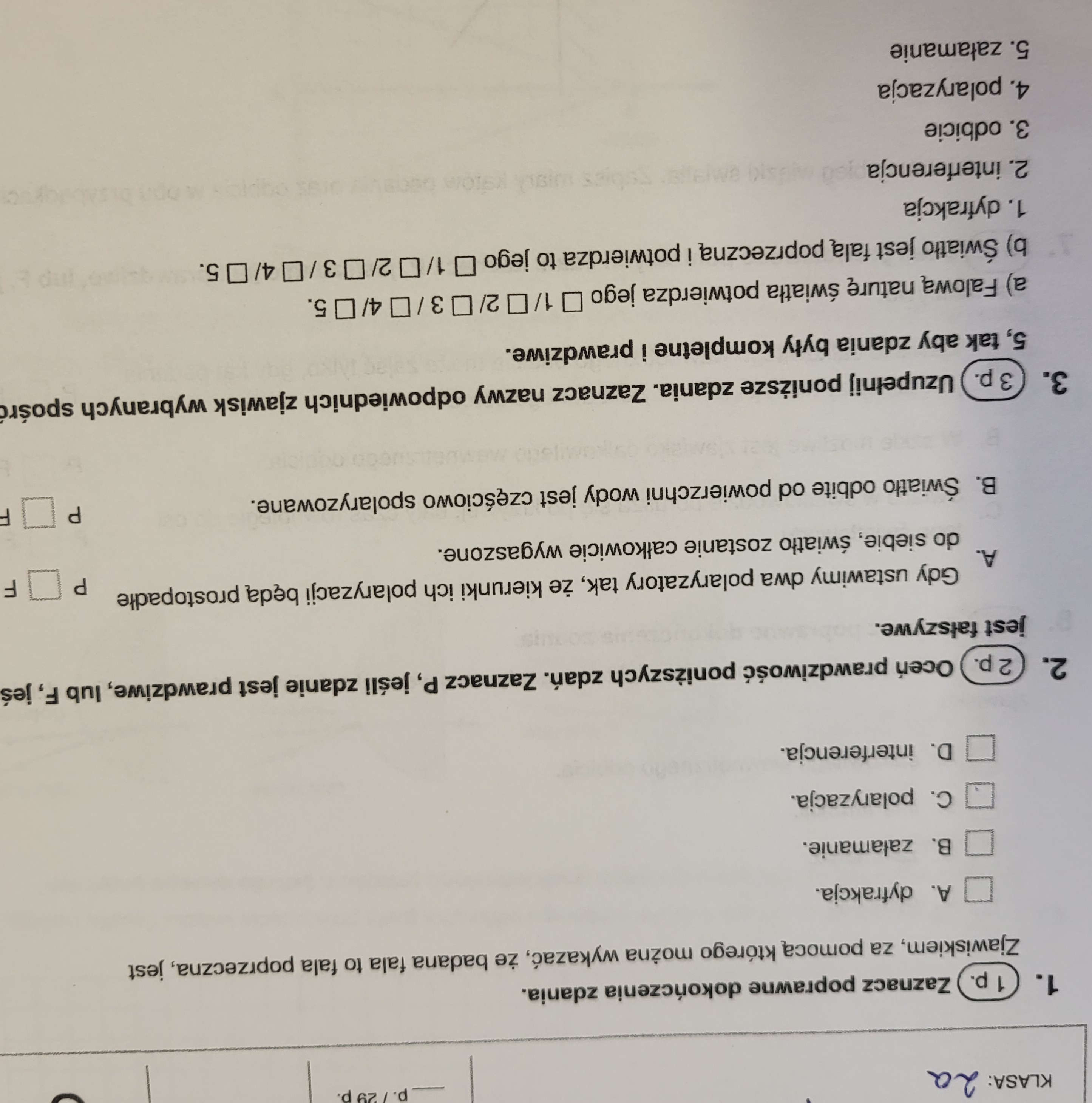 1. Zaznacz poprawne dokończenia zdania. | StudyX