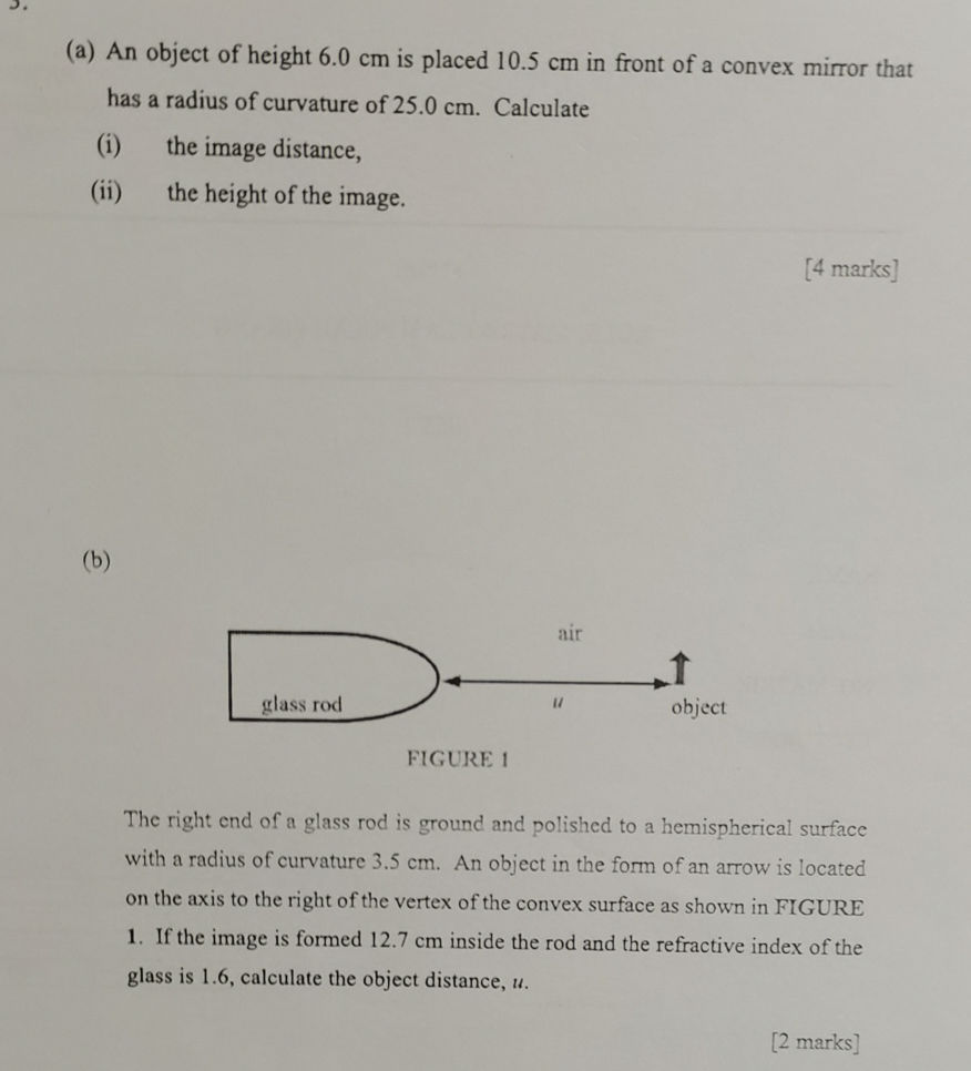 (a) An object of height 6.0 cm is placed | StudyX