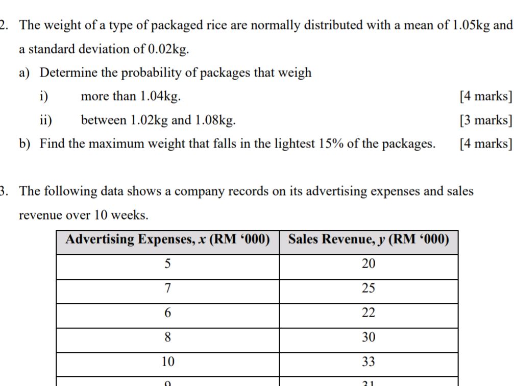 Example For Weight Rice Box 2. The weight of a type of packaged rice are | StudyX