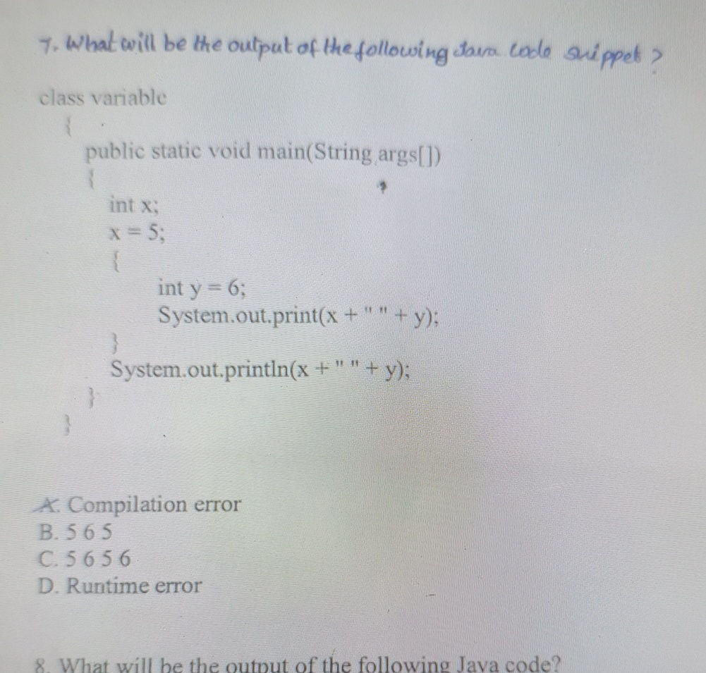 7. What will be the output of the following | StudyX