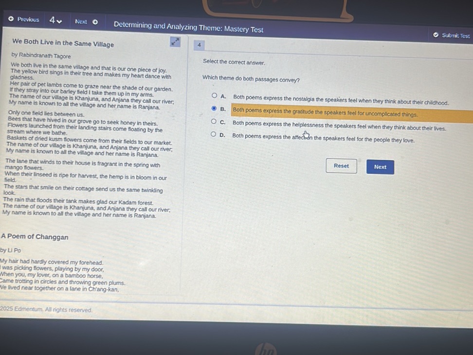 Which theme do both passages convey? A. | StudyX