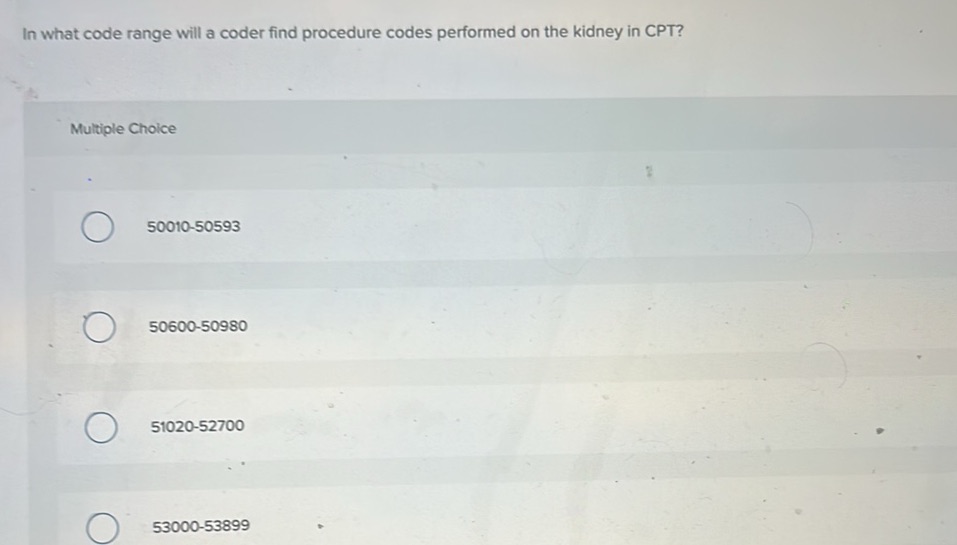 Procedure Code Ranges In what code range will a coder find | StudyX