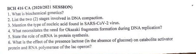 1. What is biochemical genetics? 2. List | StudyX