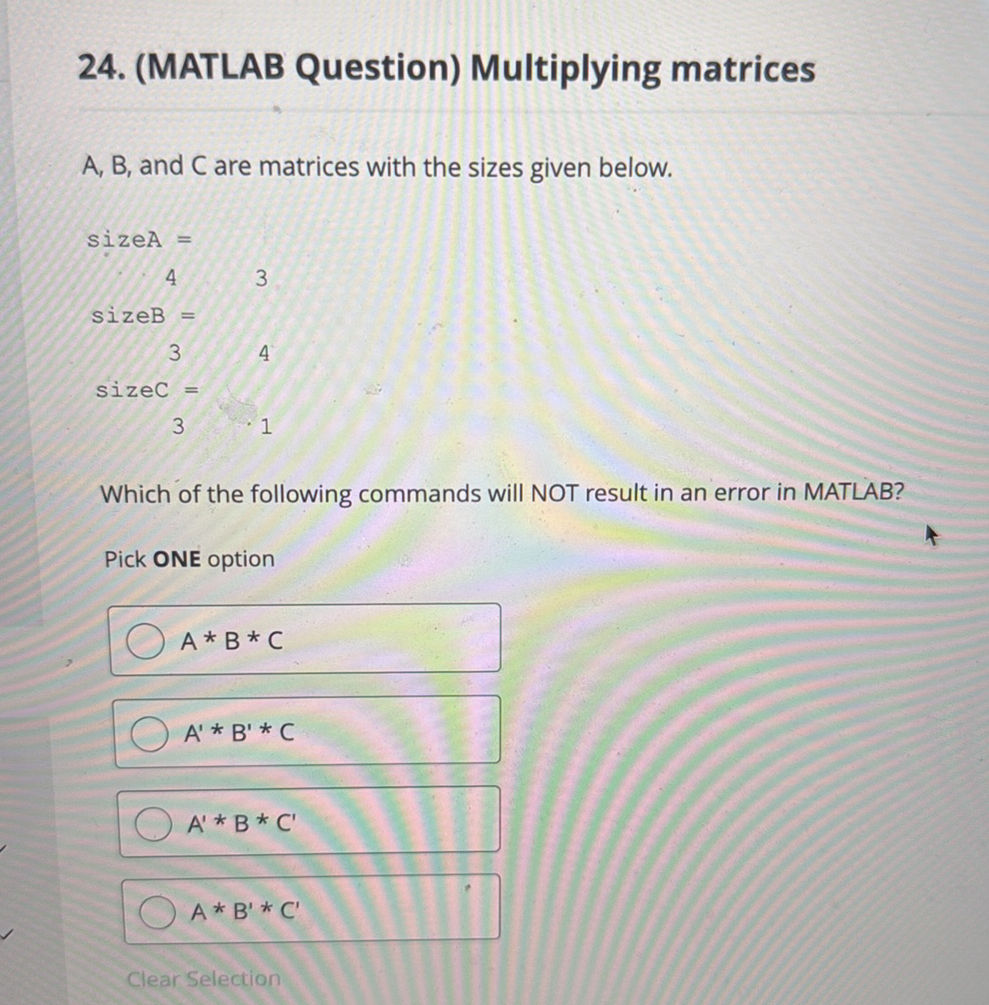 24 Matlab Question Multiplying Matrices Studyx