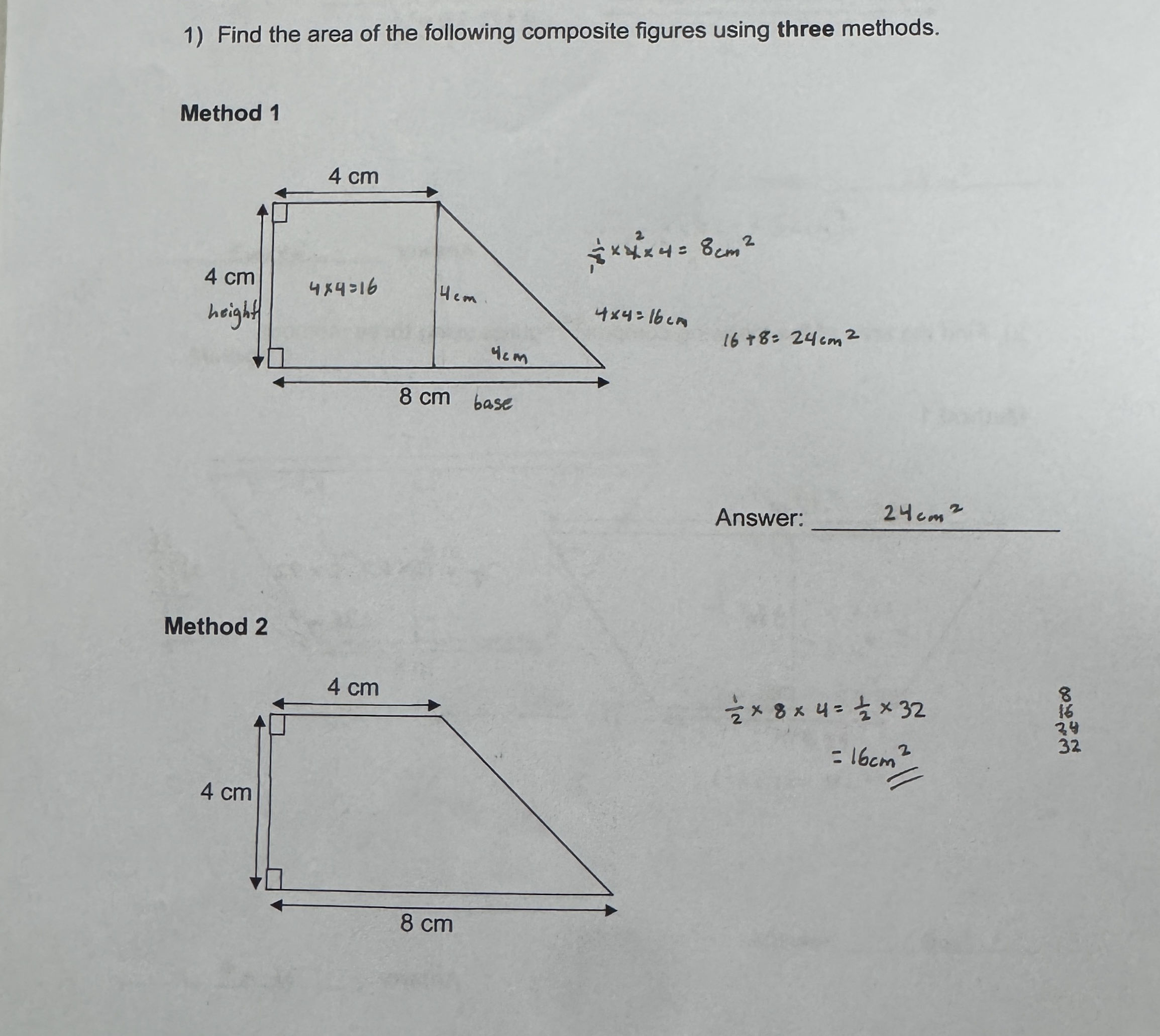 1) Find the area of the following composite | StudyX