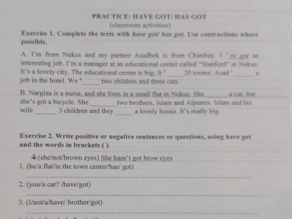 Exercise 1. Complete the texts with have | StudyX