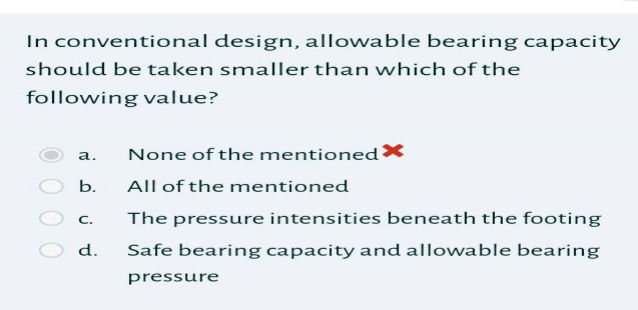 In conventional design, allowable bearing | StudyX