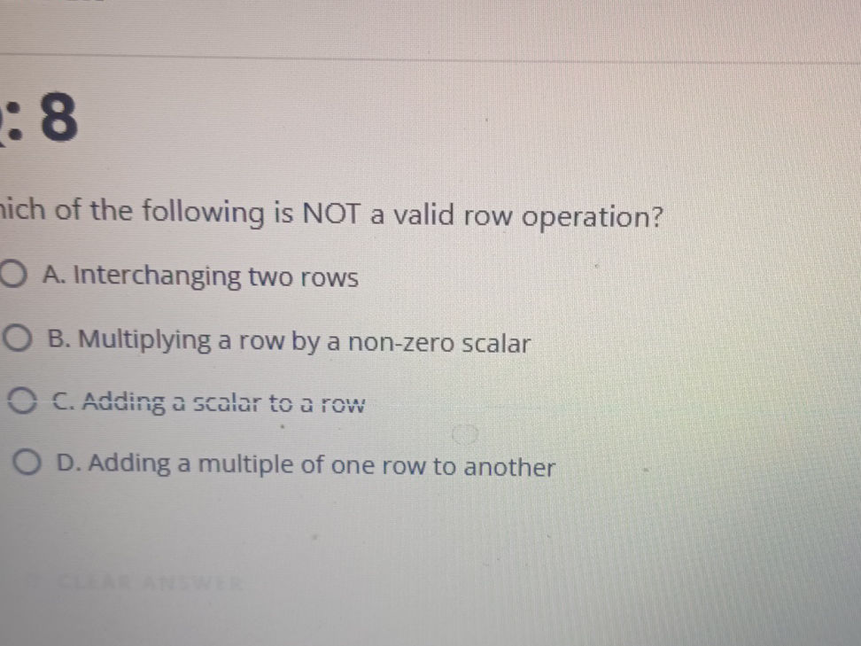 Which of the following is NOT a valid row | StudyX