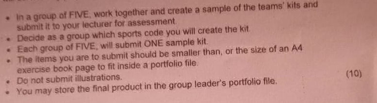 In a group of FIVE, work together and create | StudyX