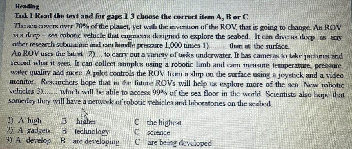 Task 1 Read the text and for gaps 1-3 choose | StudyX
