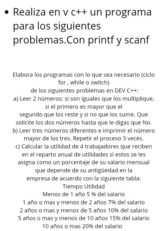 Realiza en v c++ un programa para los | StudyX