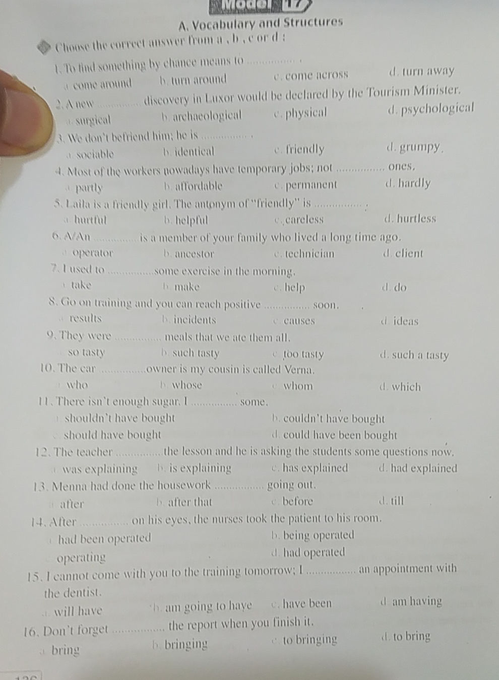 Choose the correct answer from a, b, c or d: | StudyX