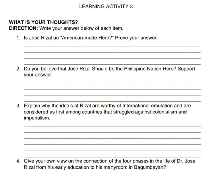 1. Is Jose Rizal an "American-made Hero?" | StudyX