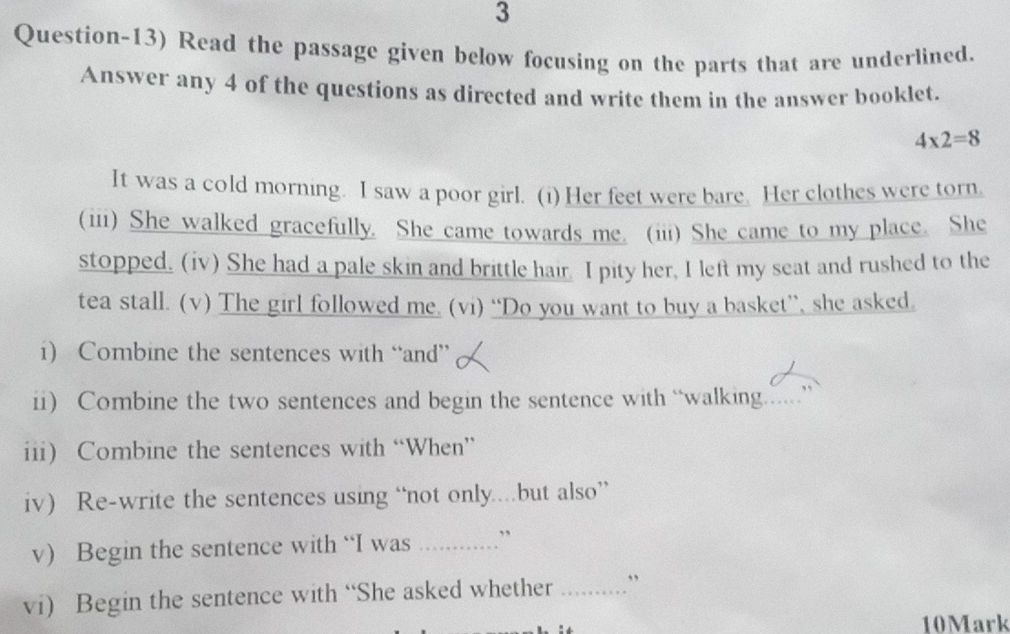 Underline Answer Question-13) Read the passage given below | StudyX