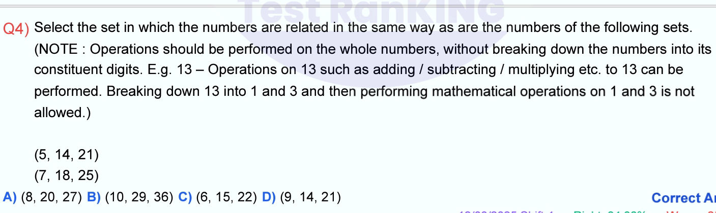 Q4) Select the set in which the numbers are | StudyX
