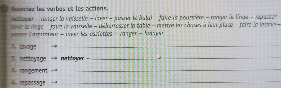 Le Verbe Ranger Associez les verbes et les actions. | StudyX