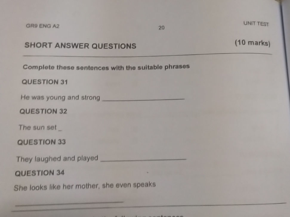 Complete These Questions Complete these sentences with the suitable | StudyX