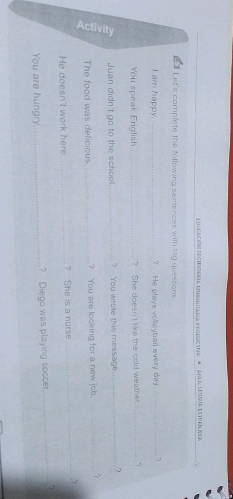 Let's complete the following sentences with | StudyX