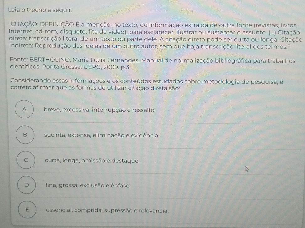 Leia o trecho a seguir: 