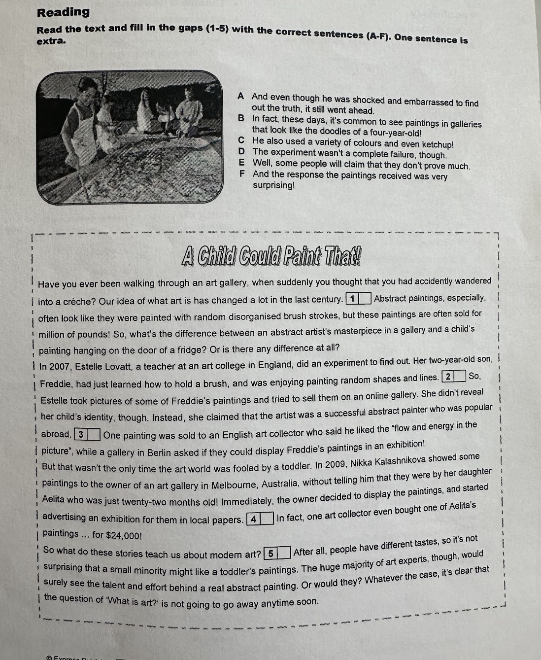 Reading Read the text and fill in the gaps | StudyX